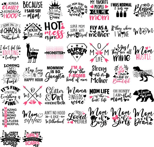 Mom Life Quote Collection - Motherhood Inspiration Vector Image