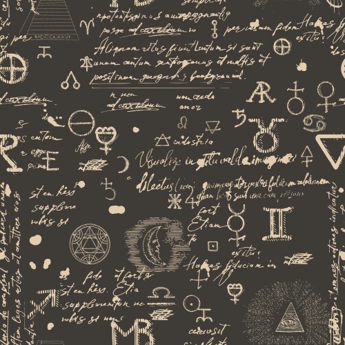 A pattern with an esoteric manuscript vector image