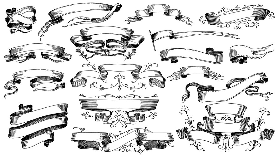 Vintage Hand-Drawn Ribbon Banners – Royalty-Free Vector | VectorStock