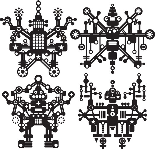 Robot retro droid virtual bot outline icon Vector Image