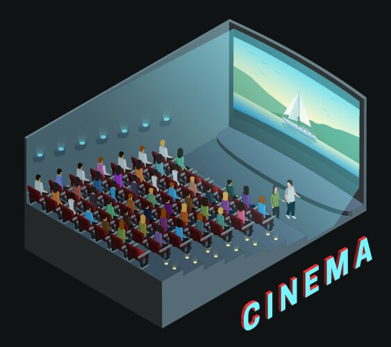 Cinema isometric Royalty Free Vector Image - VectorStock