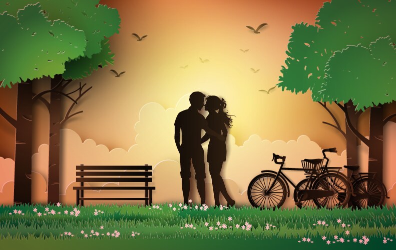 Kissing couple silhouette Royalty Free Vector Image