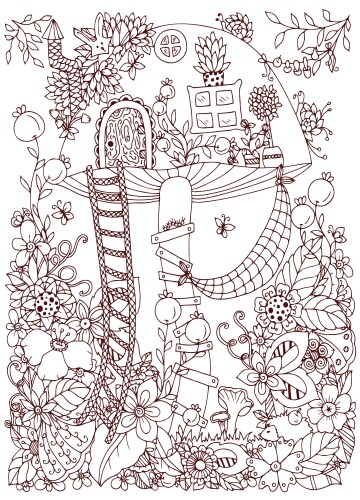 Fungal Doodle House Vector Image