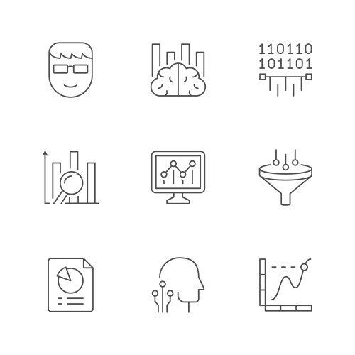 set line icons data analytics vector image vector image