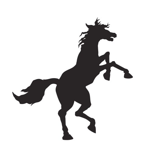 Black silhouette of a rearing horse mustang Vector Image