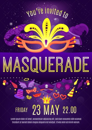 Masquerade night celebration invitation poster vector image