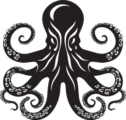 Inky impulse octopus icon tentacle triumph black Vector Image