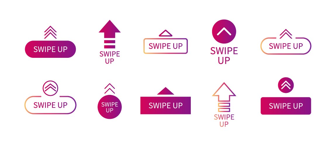 swipe up icon buttons with arrow drag vector