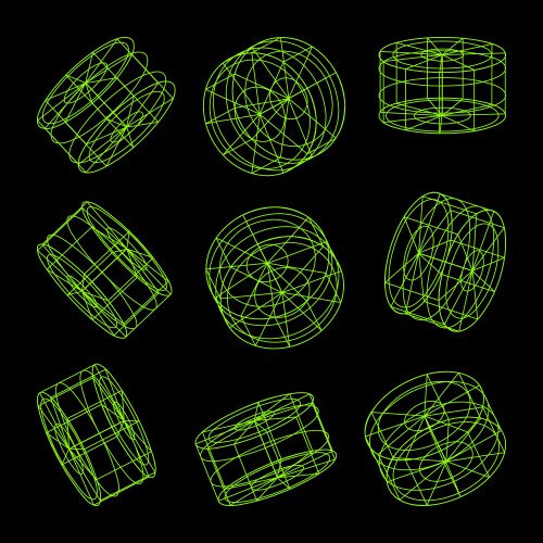 Wireframe lined shapes perspective mesh 3d grid vector image