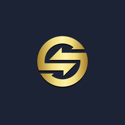 Round arrow up gold logo Royalty Free Vector Image
