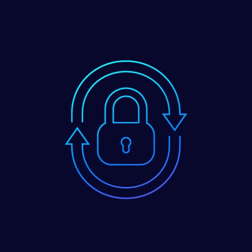 Security icon with lock and arrows thin linear vector image