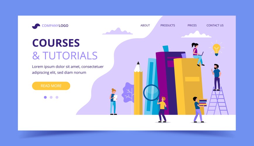 courses and tutorials learning landing page vector image