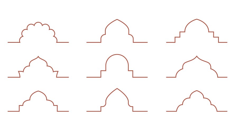 Line arabic arch frame border pattern simple vector image