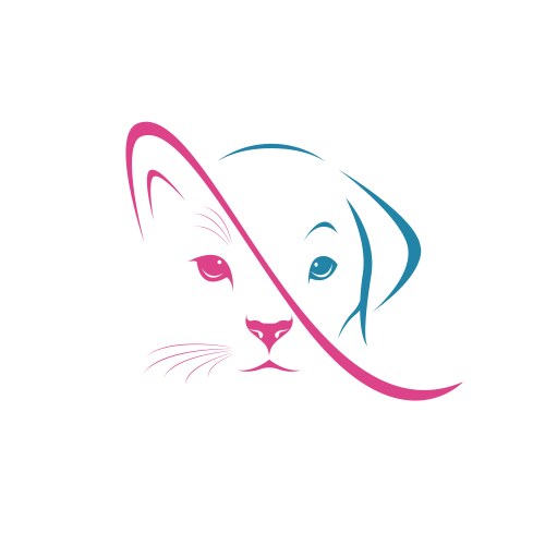 Cute Dog & Cat Face Combination Vector Image