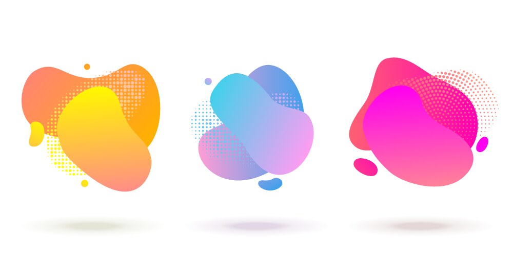 Liquid color shapes with halftone pattern vector image