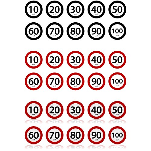 Speed limit sign set Royalty Free Vector Image