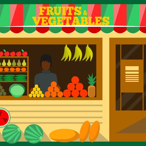 Vegetable shop Royalty Free Vector Image - VectorStock