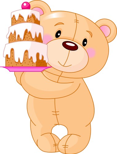 Teddy bear with cake vector image