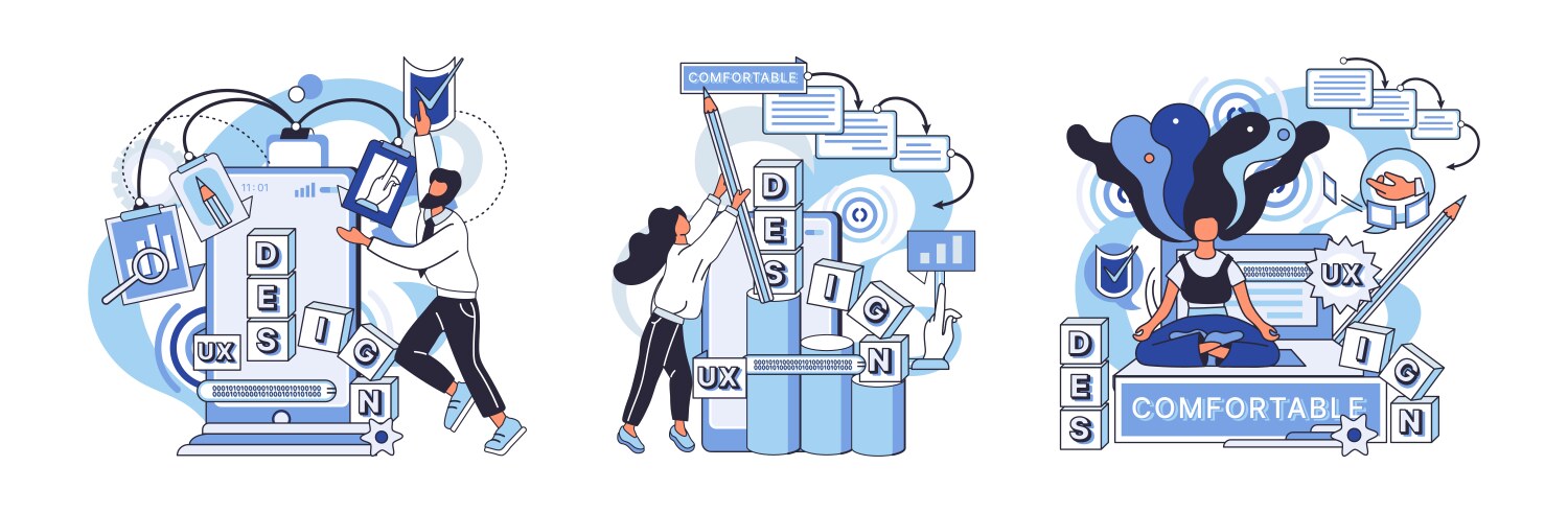 Ux design metaphor designing software journey vector image