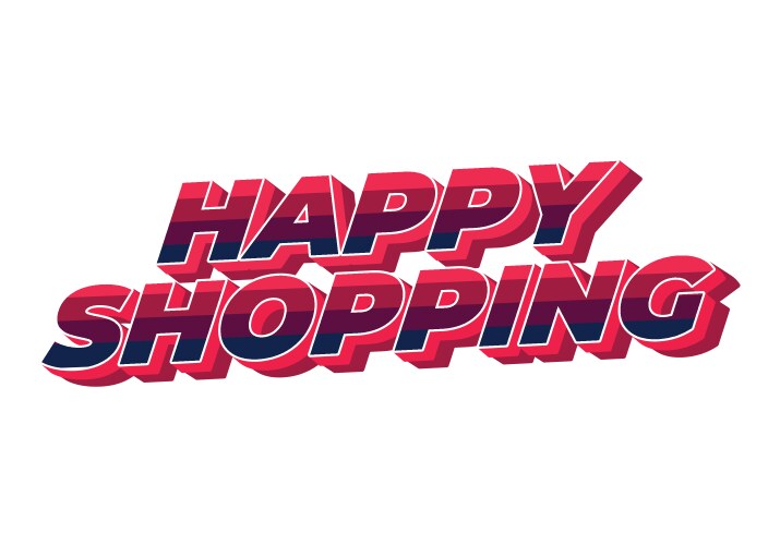 Happy shopping text effect with 3d style Vector Image