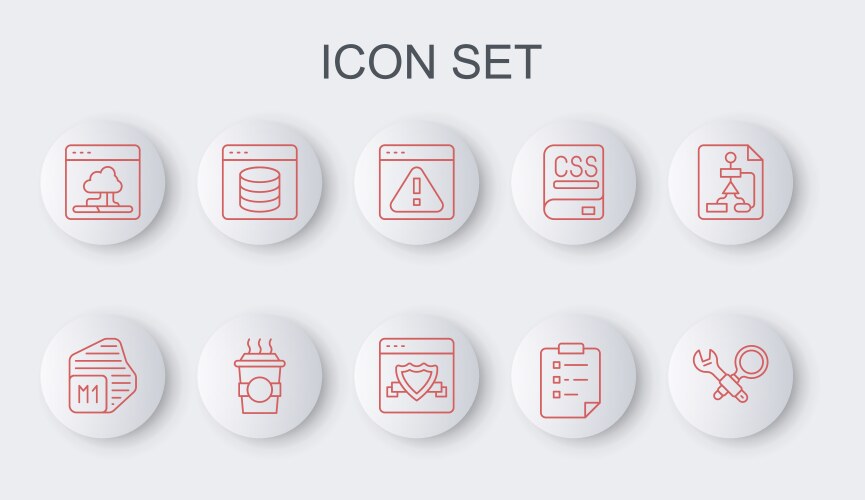 Set line debugging processor browser vector image