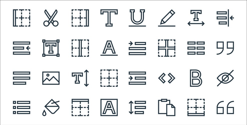 Text editor line icons linear set quality vector image