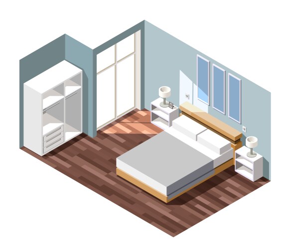Isometric bedroom Royalty Free Vector Image - VectorStock