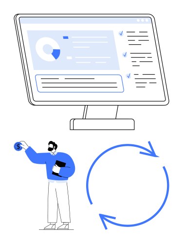Data management workflow with analytics dashboard vector image
