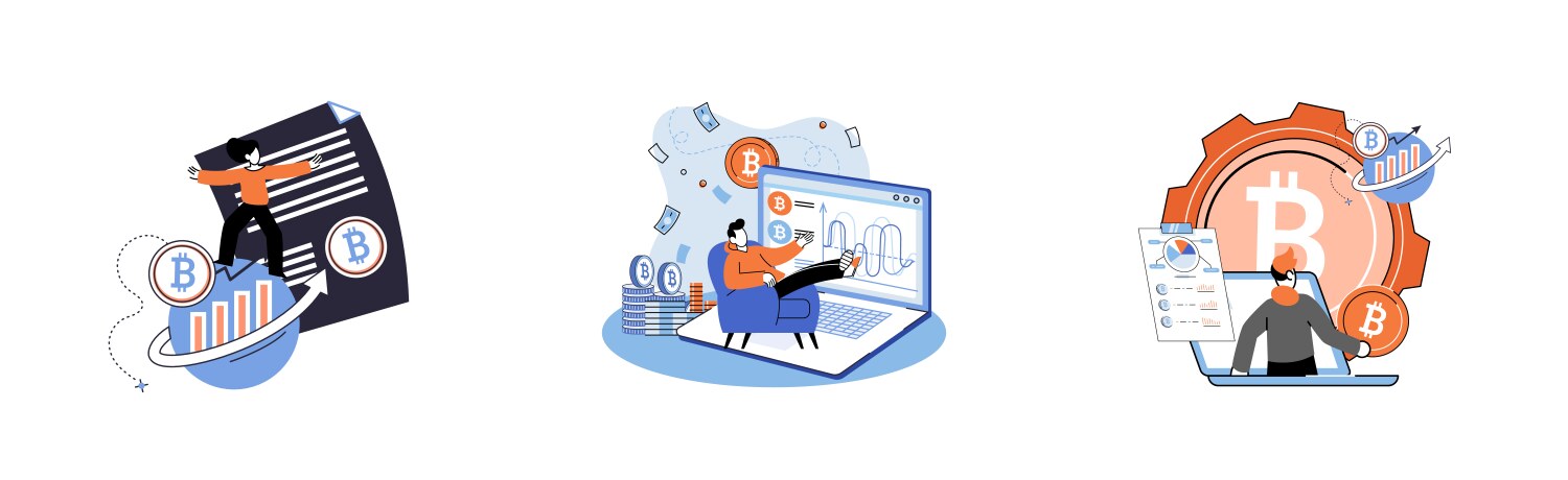 Cryptocurrency bitcoin mining metaphor blockchain vector image