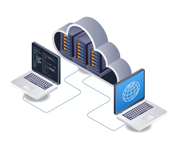 Computer network program cloud server technology vector image