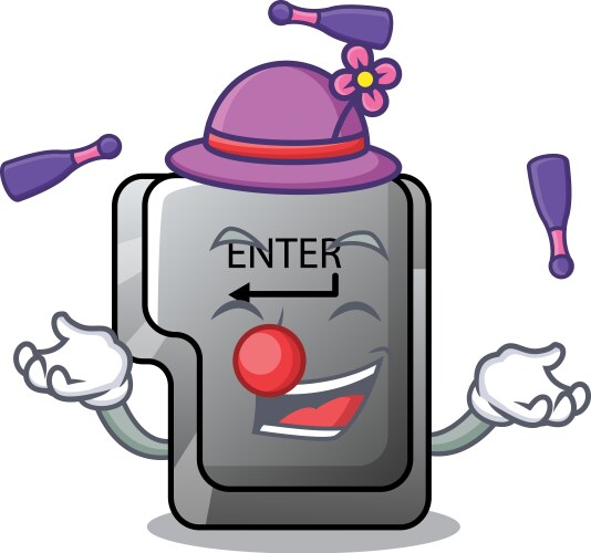 Juggling enter button installed on computer vector image