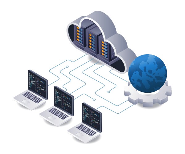 Computer network programmer cloud server vector image