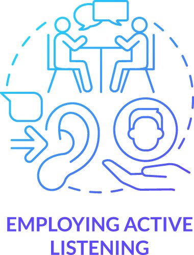 Employing active listening blue gradient concept vector image