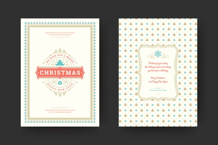 Christmas greeting card vintage typographic design vector image