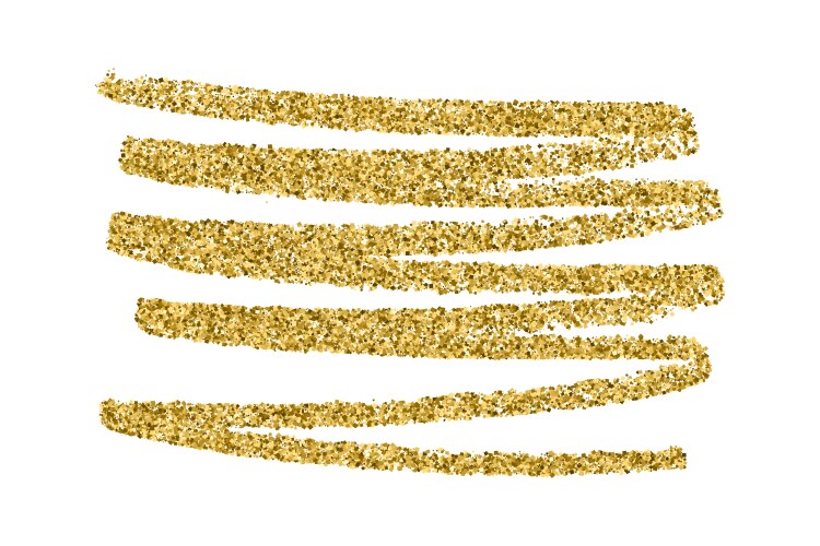 Gold glitter brush strokes set isolated Royalty Free Vector