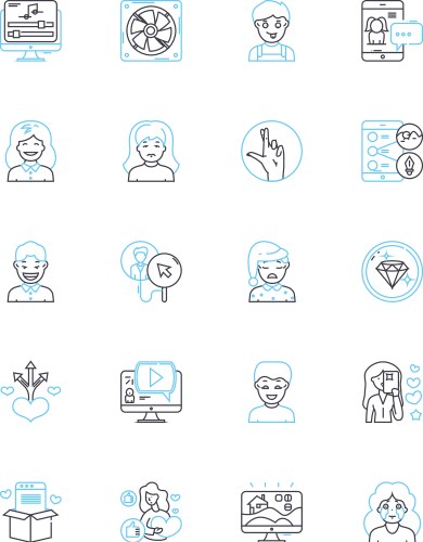 Search optimization linear icons set algorithm vector image