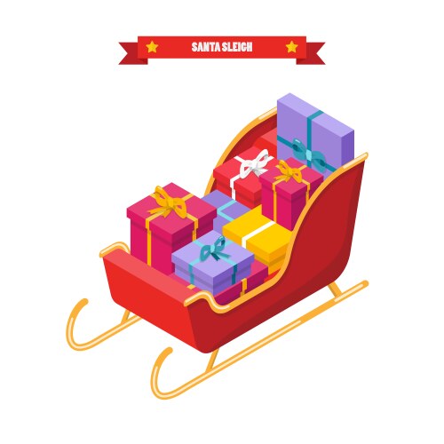 Isometric Santa Sleigh with Presents vector image