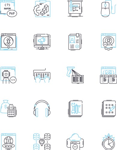 Machine linear icons set automation robotics vector image