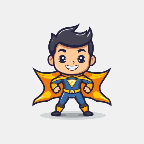 Superhero Boy Cartoon Character Mascot Design Vector Image