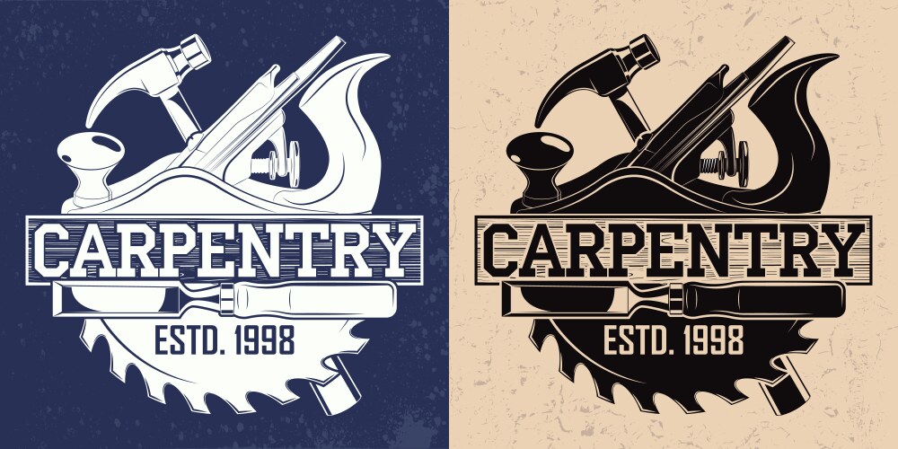 Vintage Woodworking Logo Vector Image