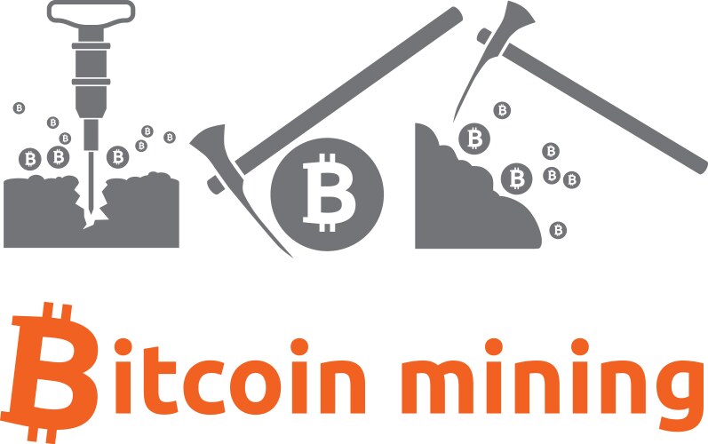 Bitcoin mining icon Royalty Free Vector Image - VectorStock