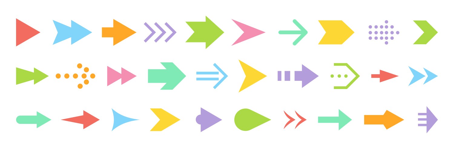 Arrow different shape cursor pointer flat icon set vektorbild