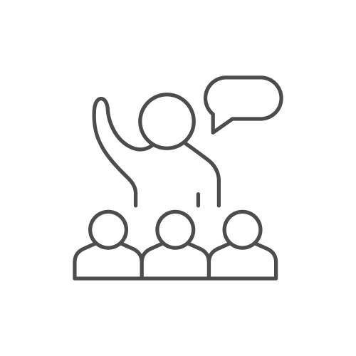 Motivational speaker speech icon simple Royalty Free Vector