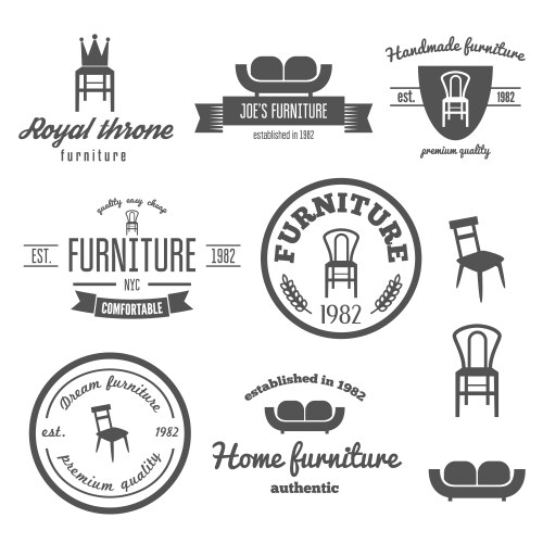 Vintage Furniture Logo Elements Vector Image