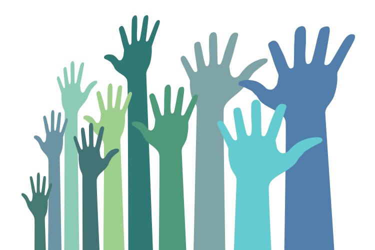 Colorful up hands distort icon raised Vector Image