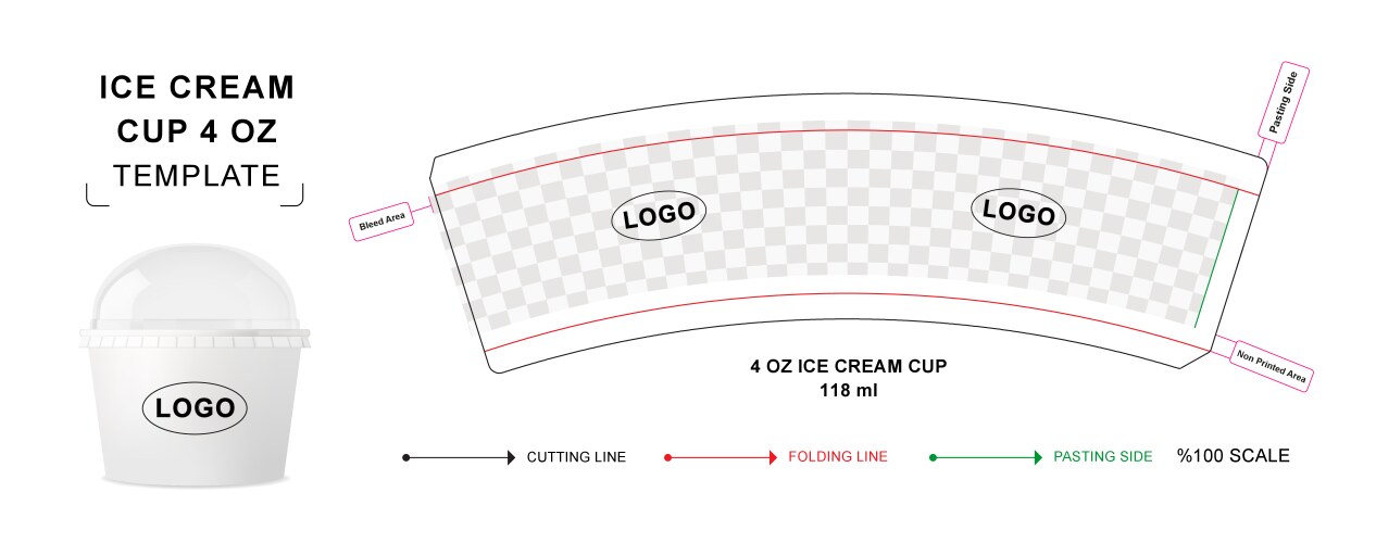 Paper cup die cut template for 12 oz double wall Vector Image