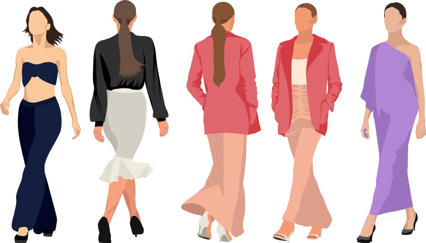Models Vector Images Casual fashion models Royalty Free Vector Image