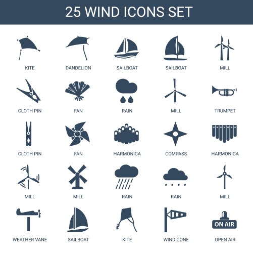 22 wind icons (36948307) – Free Vector | VectorStock