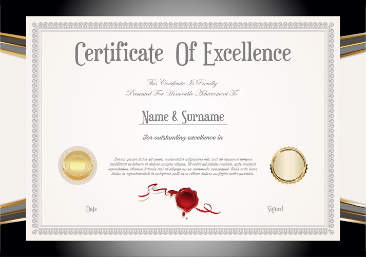 Certificate or diploma retro vintage design 083121 vector image