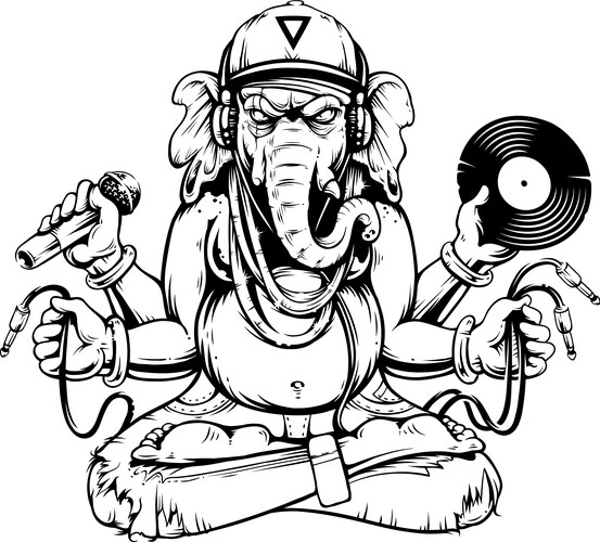 Musical Ganesha Vector Image